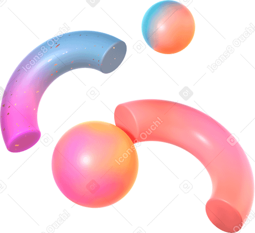 3D floating parts of torus and spheres PNG, SVG