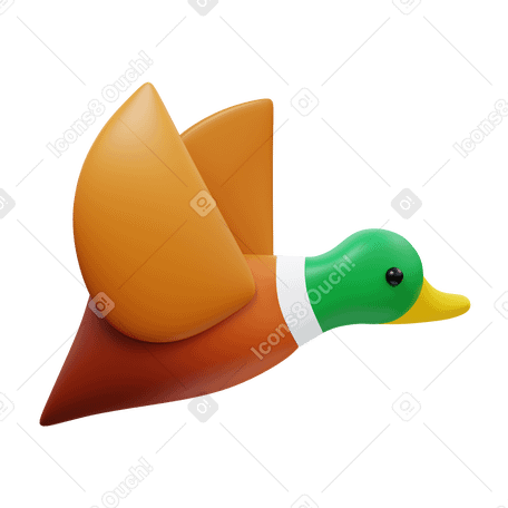 3D flying duck Illustration in PNG, SVG