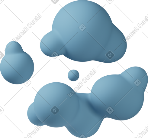 3D four liquid blobs PNG, SVG