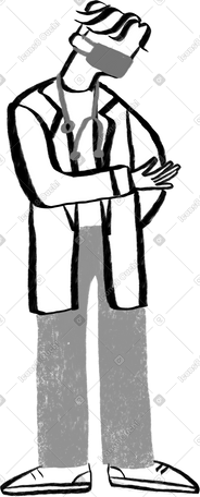 black and white male doctor showing at something with his hand PNG, SVG