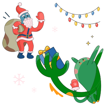 Санта доставляет подарки в PNG, SVG