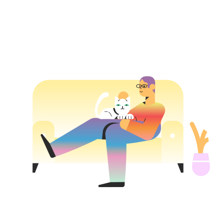 At home with cat  Illustration in PNG, SVG