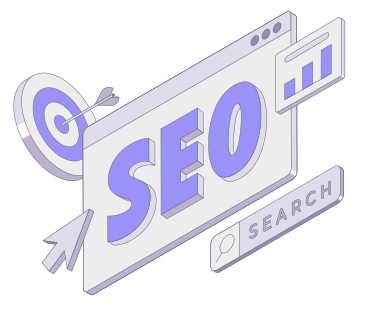 Lettering SEO with target, cursor and search bar text PNG, SVG