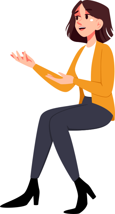 seated woman waving and talking PNG, SVG