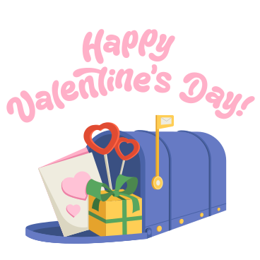 Mailbox with card and gift for Valentine's day PNG, SVG