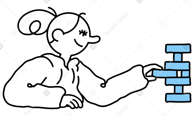 Женщина играет в дженгу одна в PNG, SVG