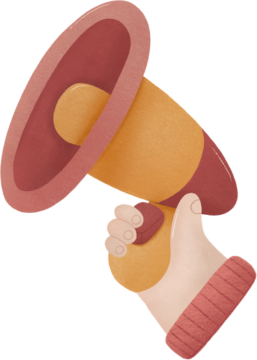 hand holds a red megaphone PNG, SVG
