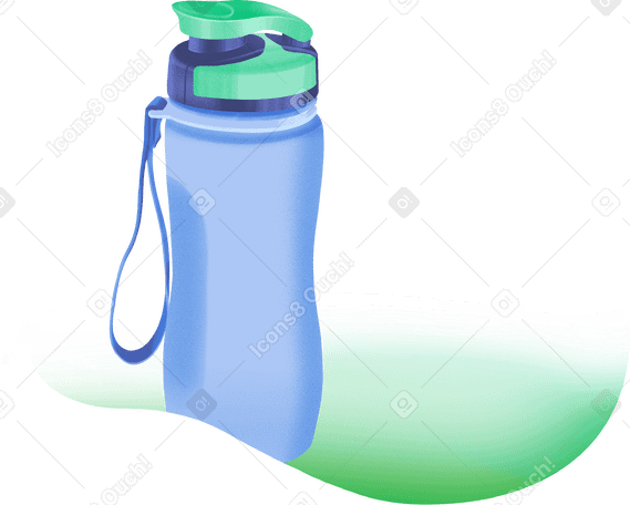 Спортивная бутылка с водой на зеленом фоне в PNG, SVG