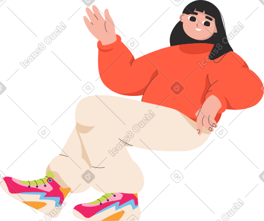 年轻女子挥舞着她的手 PNG, SVG