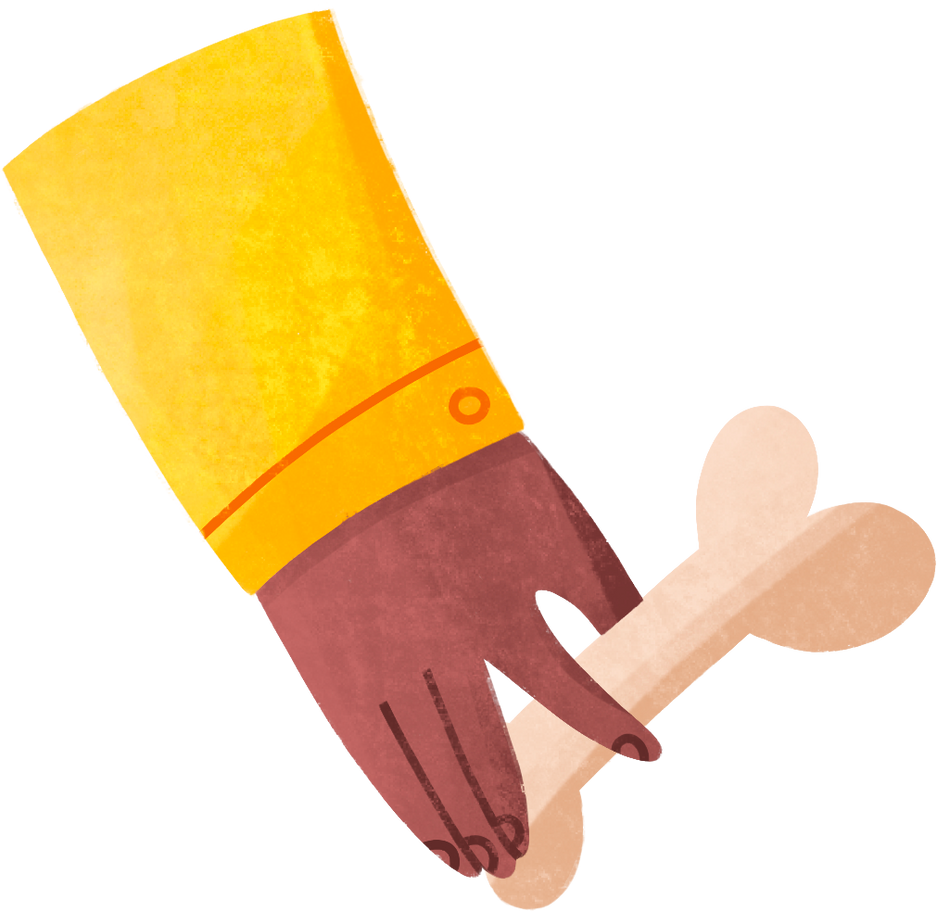hand with bone Illustration in PNG, SVG