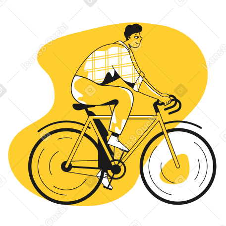 Cyclist in a plaid shirt PNG, SVG