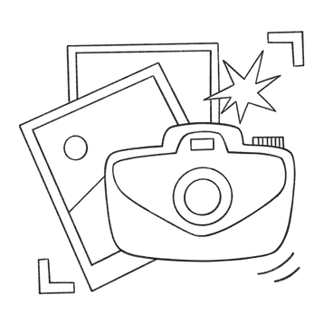 Camera and two photo cards PNG, SVG