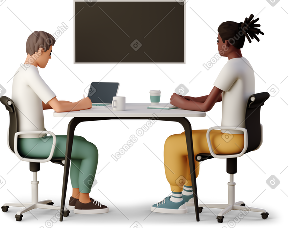 3D online video conference in office PNG, SVG