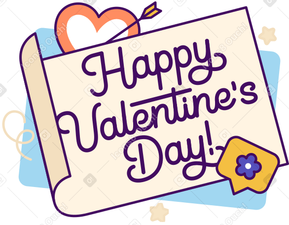 Надпись с днем святого валентина! с текстом знака сердца и цветка в PNG, SVG