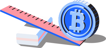 Bitcoin coin with ruler and eraser PNG, SVG