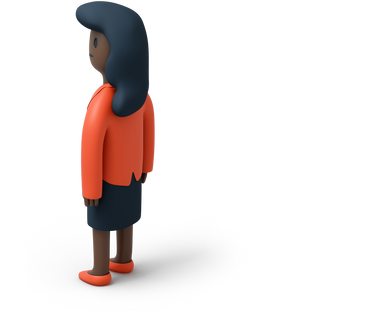 Back view of black woman in suit looking left PNG, SVG