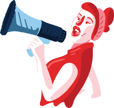 Woman with a loudspeaker PNG, SVG