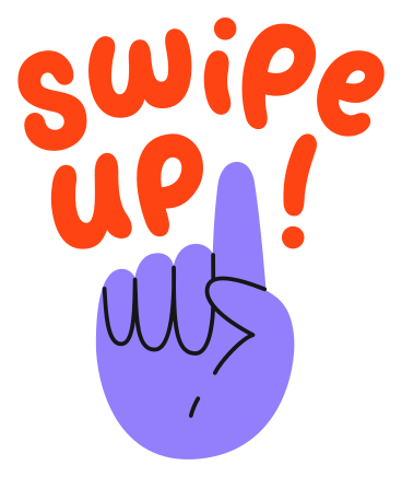 Анимированная иллюстрация Рука и надпись проведите пальцем вверх по наклейке в GIF, Lottie (JSON), AE