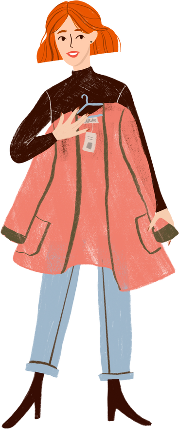 Mädchen hält jacke auf einem kleiderbügel PNG, SVG