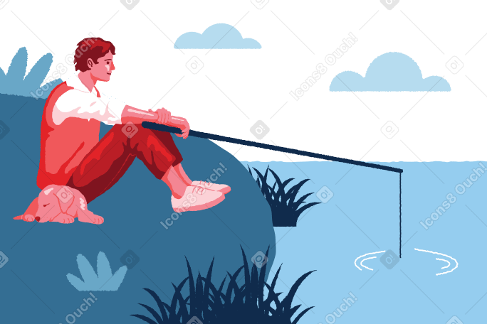 Fishing day Illustration in PNG, SVG