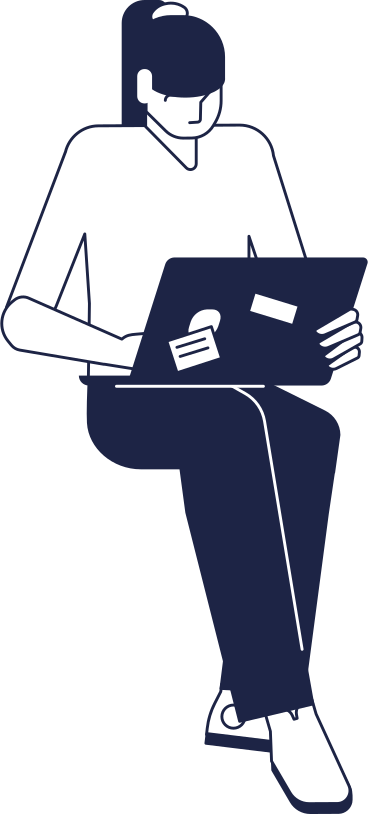 Sitting woman with a laptop on her lap PNG, SVG