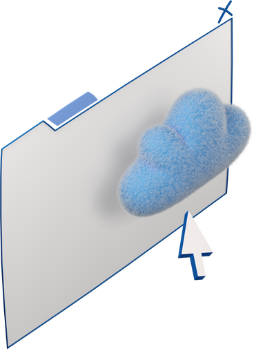 Three-quarter view of a web page with cloud software turned right PNG, SVG