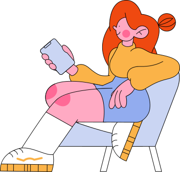 Girl texting on phone while resting animated illustration in GIF, Lottie (JSON), AE