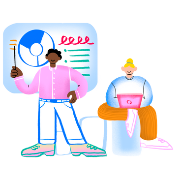 Two office workers doing presentation PNG, SVG