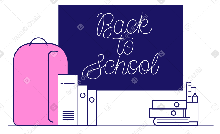 Lettering Back to school in the classroom  Illustration in PNG, SVG