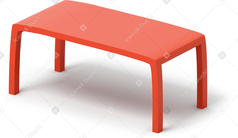 3D Красный стол в PNG, SVG