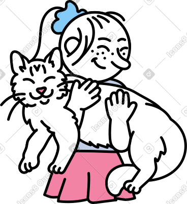 抱着猫的女孩 PNG, SVG