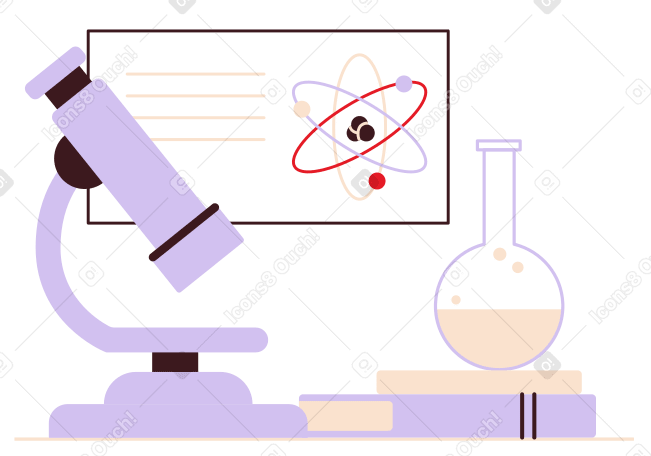 Microscope and chemistry flasks PNG, SVG