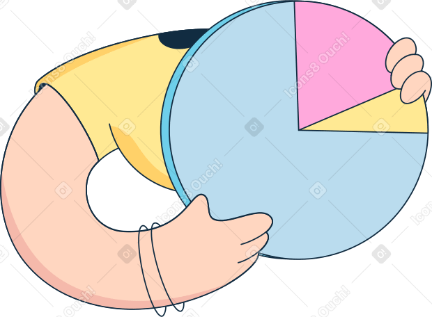body in yellow t-shirt with pie chart Illustration in PNG, SVG