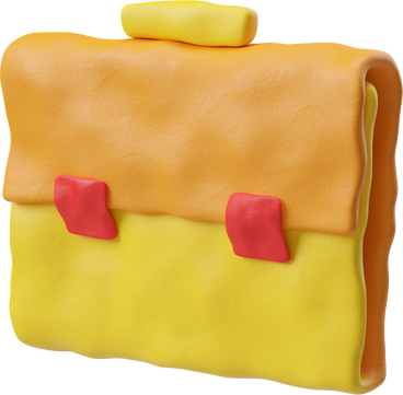 Vista di tre quarti di una valigetta gialla e arancione PNG, SVG