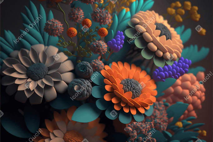 3D flower background Illustration in PNG, SVG