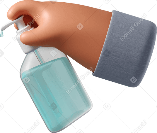 3D Tanned skin hand holding a sanitizer Illustration in PNG, SVG