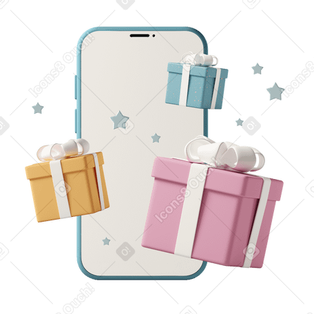 3D using smartphone to shop for gifts  PNG, SVG