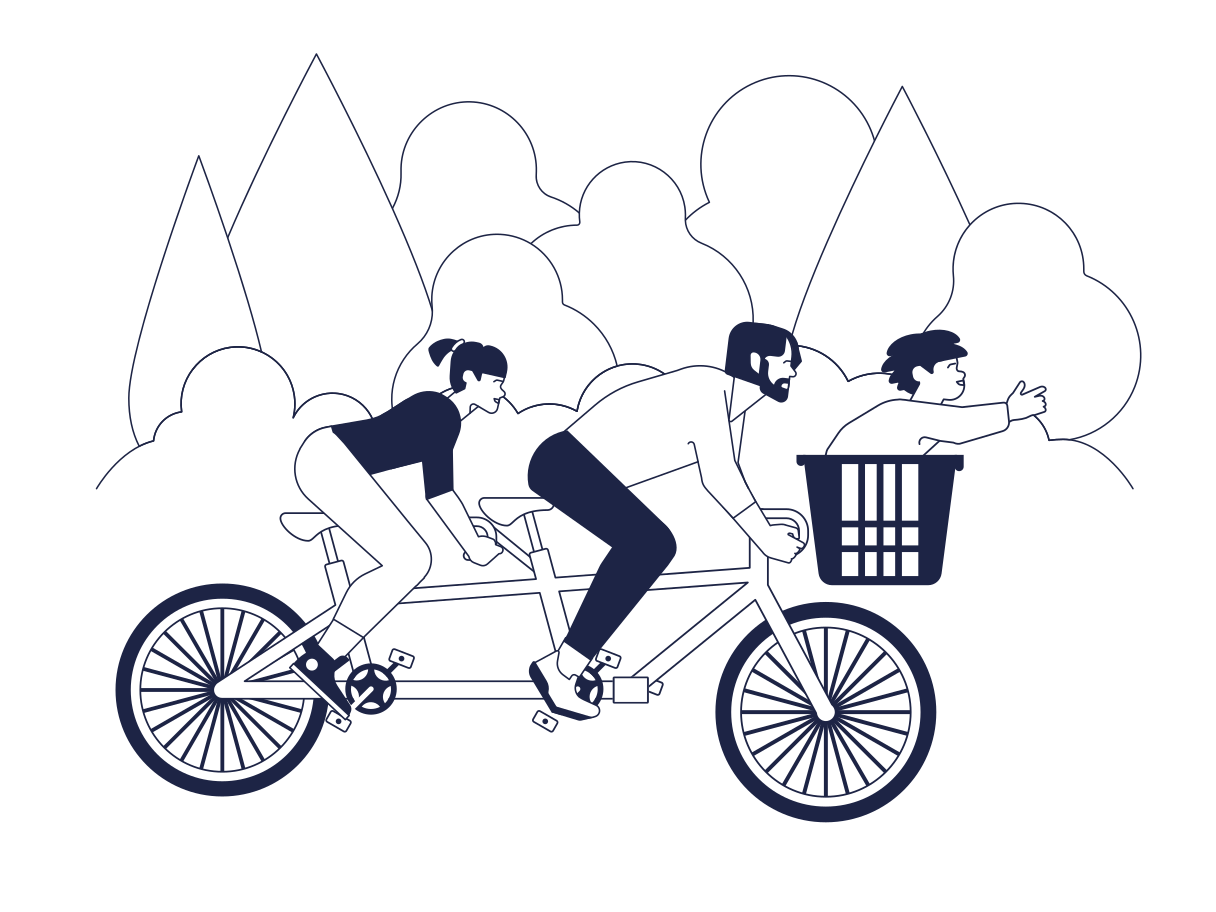 Family Cycling Illustration in PNG, SVG