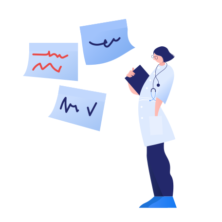 Doctor looks at E.E.G Illustration in PNG, SVG