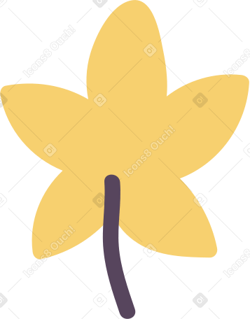 yellow leaf with black stem Illustration in PNG, SVG