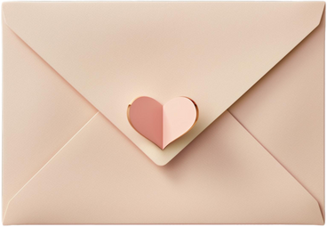 Envelope bege com coração PNG, SVG