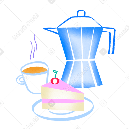 Кофе-брейк с тортом в PNG, SVG