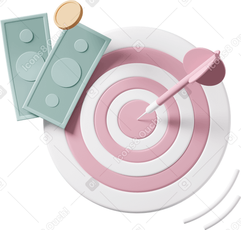 3D target and money PNG, SVG