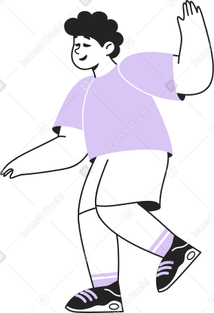 joyful boy raises his hand Illustration in PNG, SVG