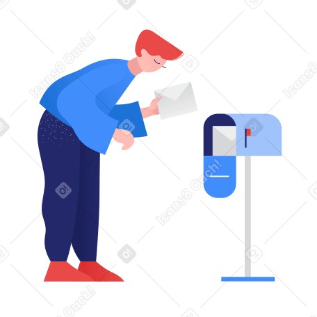 Мужчина достает письмо из почтового ящика в PNG, SVG