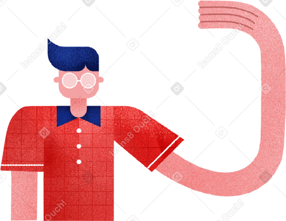 man in a red shirt with blue hair Illustration in PNG, SVG