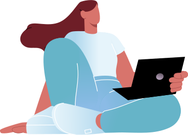 young woman sitting with laptop PNG, SVG