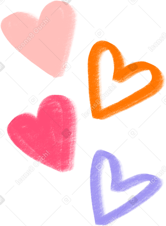 four hearts in the line PNG, SVG