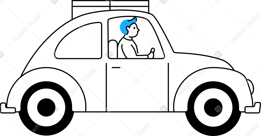 car with man PNG, SVG
