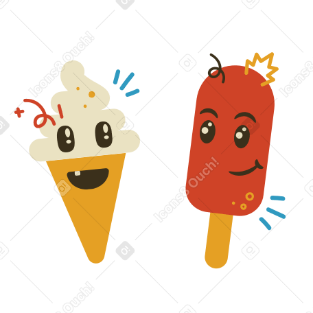 Cute ice-cream Illustration in PNG, SVG
